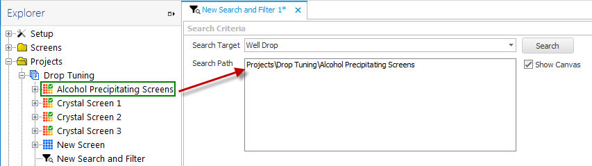 Drag your experiment to the Search Path field